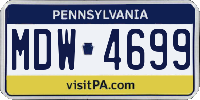 PA license plate MDW4699