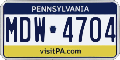 PA license plate MDW4704