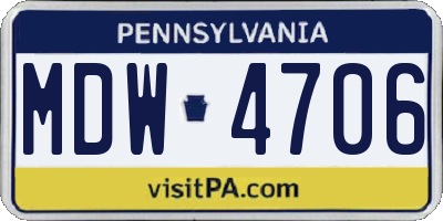PA license plate MDW4706
