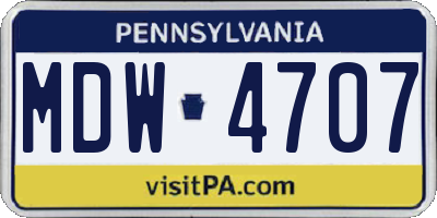 PA license plate MDW4707