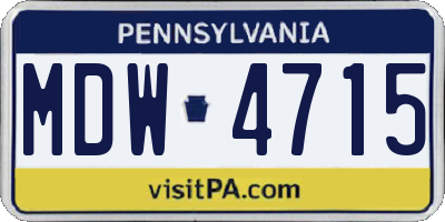 PA license plate MDW4715