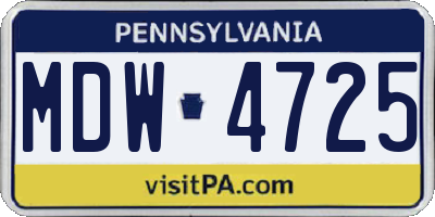PA license plate MDW4725