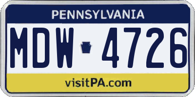 PA license plate MDW4726