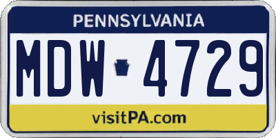 PA license plate MDW4729