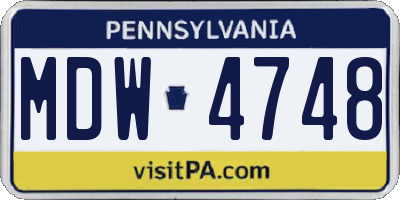 PA license plate MDW4748