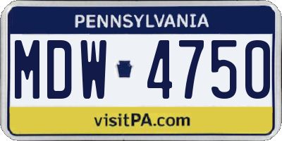PA license plate MDW4750