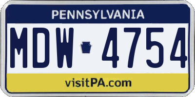 PA license plate MDW4754
