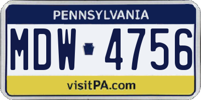 PA license plate MDW4756