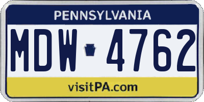 PA license plate MDW4762