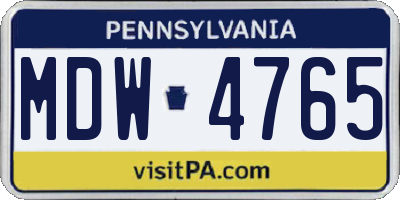 PA license plate MDW4765