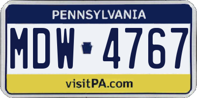 PA license plate MDW4767