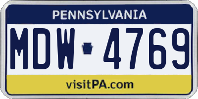 PA license plate MDW4769