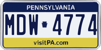 PA license plate MDW4774