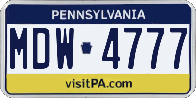 PA license plate MDW4777