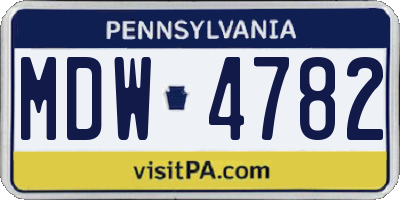 PA license plate MDW4782