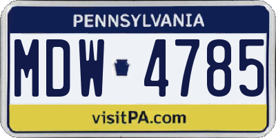 PA license plate MDW4785