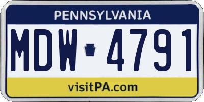 PA license plate MDW4791