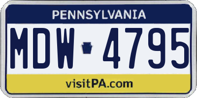 PA license plate MDW4795