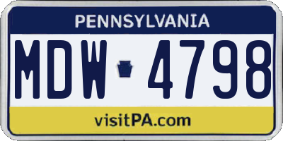 PA license plate MDW4798