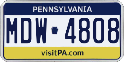 PA license plate MDW4808