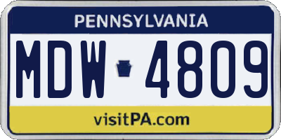 PA license plate MDW4809