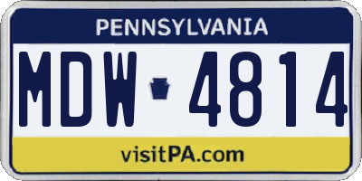 PA license plate MDW4814