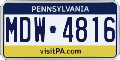 PA license plate MDW4816