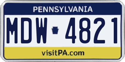PA license plate MDW4821