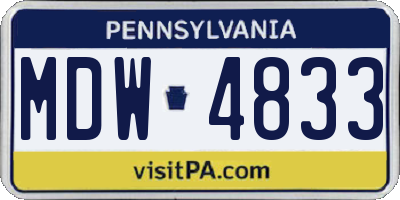 PA license plate MDW4833