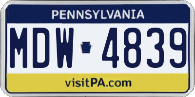 PA license plate MDW4839