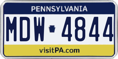 PA license plate MDW4844