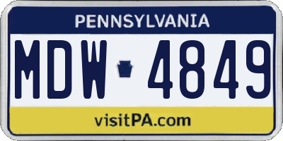 PA license plate MDW4849