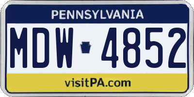 PA license plate MDW4852
