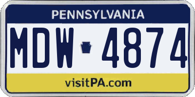 PA license plate MDW4874