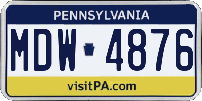 PA license plate MDW4876