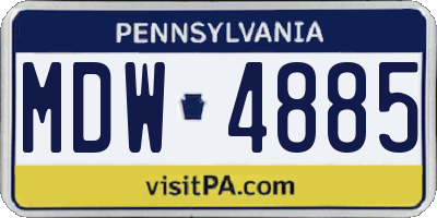 PA license plate MDW4885
