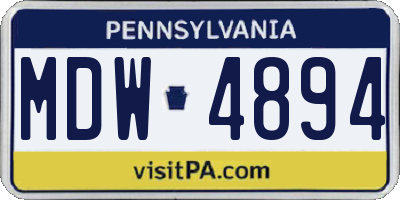 PA license plate MDW4894