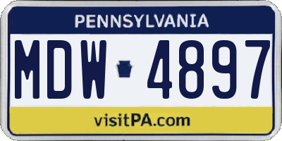 PA license plate MDW4897