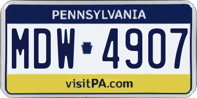 PA license plate MDW4907