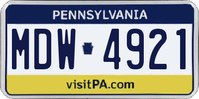 PA license plate MDW4921