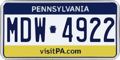 PA license plate MDW4922