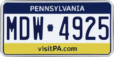 PA license plate MDW4925