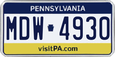 PA license plate MDW4930