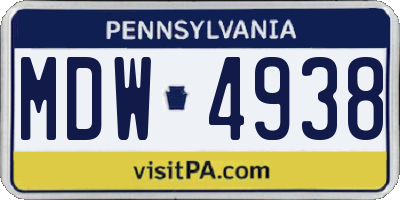 PA license plate MDW4938