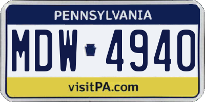 PA license plate MDW4940