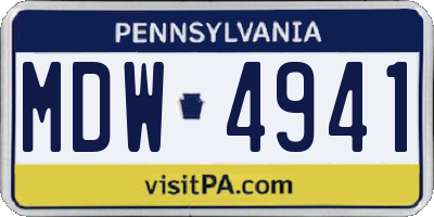 PA license plate MDW4941