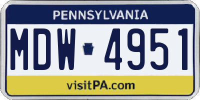PA license plate MDW4951