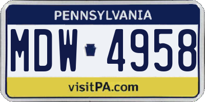 PA license plate MDW4958