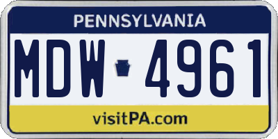 PA license plate MDW4961