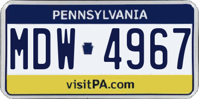 PA license plate MDW4967